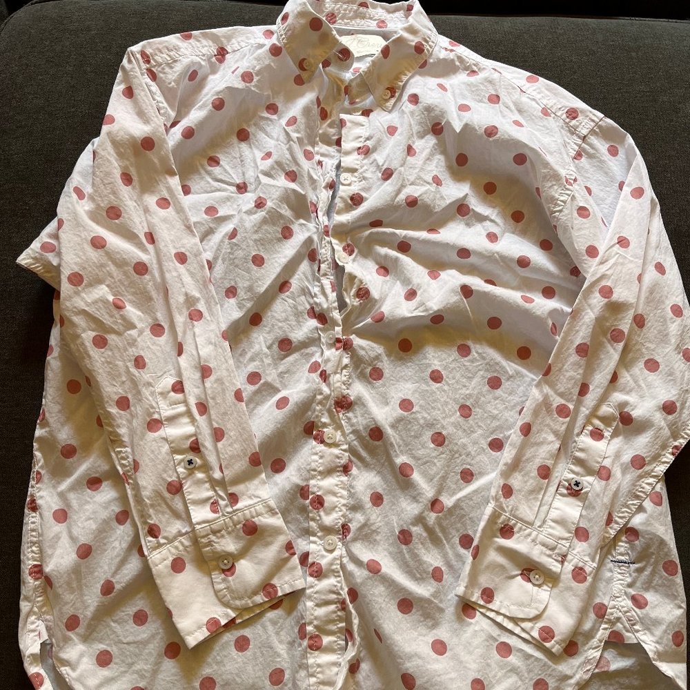 JCrew Relaxed-fit lightweight cotton poplin shirt in white rose dot